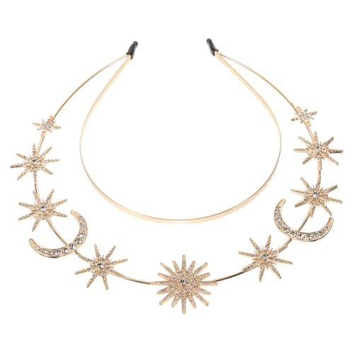 TOYZFRIENDY Goldener Haarschmuck Stirnband Damen Doppel lagig Strasssteine Haarreif Hochzeitsgäste Mode stirnband für Party Festlicher Anlass von TOYZFRIENDY
