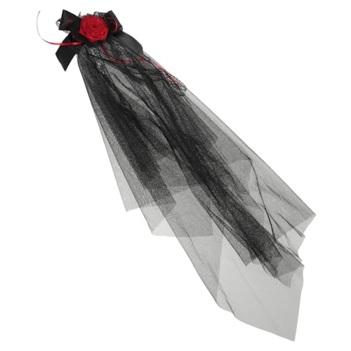 TOYZFRIENDY Gothic Haarschleier Stirnband mit Realistischer Schwarzer Mesh-schleier Leichtes Halloween Kostümzubehör für Geisterfest Braut-cosplay und Karneval von TOYZFRIENDY