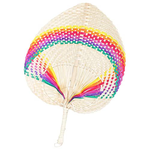 TOYZFRIENDY Handgefertigter Handfächer Gewebtes Design Leichter Dünner Fächer für Sommer Party Dekoration und Tanz Traditionelle Wanddeko Praktischer Natürlicher Fächer aus von TOYZFRIENDY