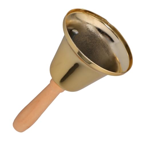 TOYZFRIENDY Handglocke mit Holzgriff Laute Metall Handklingel für Restaurant Schule Unterricht und Notfälle Vielseitige Service und Signalglocke Goldfarbene Handglocke für und Veranstaltungen von TOYZFRIENDY