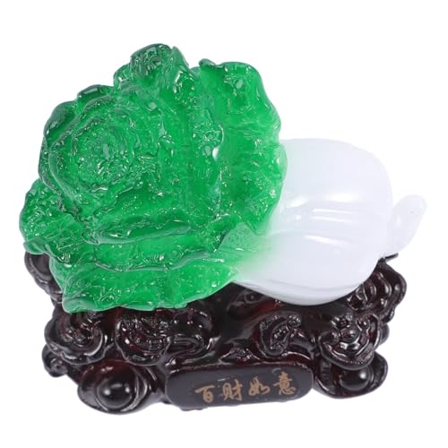 TOYZFRIENDY Kreative Jade Imitat Gemüsefigur aus Hochwertigem Resin Chinesisches Feng Shui Empfangsdekoration Stilvolle Tischdeko für Büro und Wohnzimmer Grün von TOYZFRIENDY