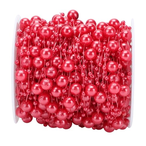 TOYZFRIENDY Multifunktionale Weihnachtsperlenkette Abs Kunststoff Faden Perlen für DIY Weihnachtsbaum Deko Glänzend Rote Lichterkette Flexibel Zuschneidbar für Innen Außen Feierlichkeiten von TOYZFRIENDY