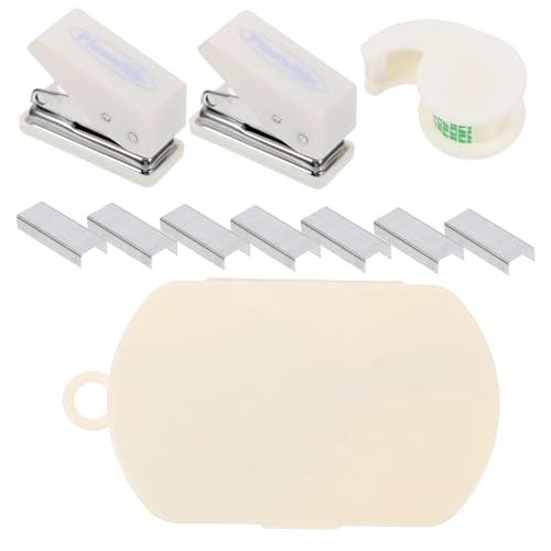 TOYZFRIENDY Multifunktionaler Tragbarer Handwerks und Scrapbooking Toolbox mit Heftgerät Lochstanzer und Klebebandschneider Fächer Aufbewahrung Geeignet für DIY Büro und Kinderlernen von TOYZFRIENDY