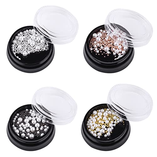 TOYZFRIENDY Nail Art Perlen Weiß Imitation Perlen Stahlkugeln Nageldeko DIY Maniküre Zubehör für Frauen Mädchen von TOYZFRIENDY