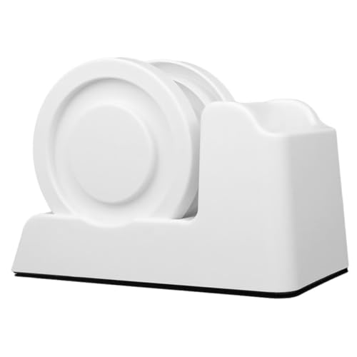 TOYZFRIENDY Praktischer Desktop Klebebandabroller Weiß Stabiler Kunststoff Tape Dispenser Tisch Klebebandhalter Büro und Zuhause Geeignet Portabler Aufkleberspender mit Glattem Rand und von TOYZFRIENDY