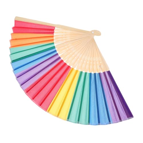 TOYZFRIENDY Regenbogen Faltfächer Bunt Tragbar Aus Stoff Mit Abnehmbarer Kunststoffspitze Für Partys Geburtstage Lgbtq Geschenk von TOYZFRIENDY