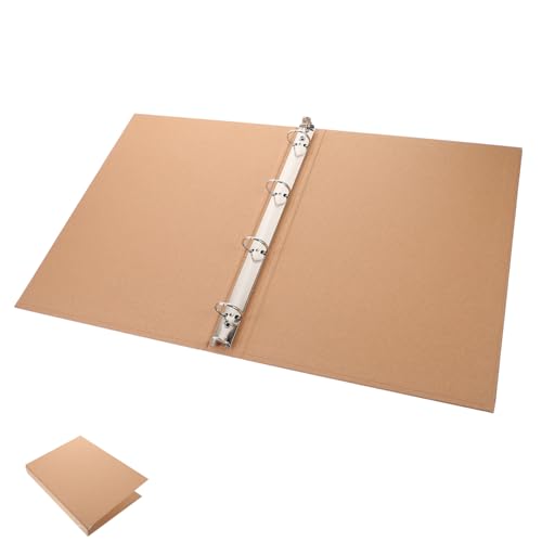 TOYZFRIENDY Ringbuch Abdeckung aus Kraftpapier Nachfüllbare Loseblatt Notizbuch Hülle Robuste Binder Shell mit Ringen Schützende Konferenzmappe für Büro Schule und Studium von TOYZFRIENDY