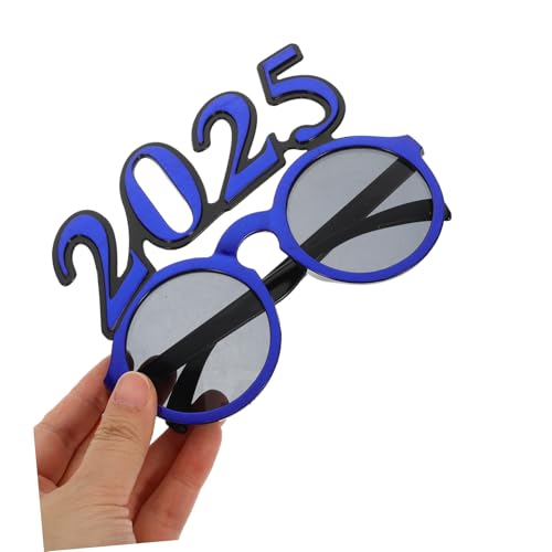 TOYZFRIENDY Runde Zahlenbrille Leichtes Pc Material Lustige Partybrille für Silvester Neujahrsfeier und Abschlussfeier Foto Requisit Blau Holografisch von TOYZFRIENDY