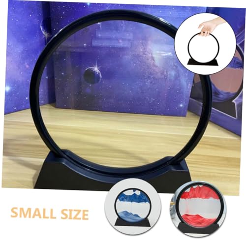 TOYZFRIENDY Sandbildrahmen DIY mit Schwarzem Kunststoffsockel und Lederband Runder Fließsandrahmen für Natürliche Landschaftsbilder Dekoratives Kunstwerk für Wohnzimmer und Büro von TOYZFRIENDY