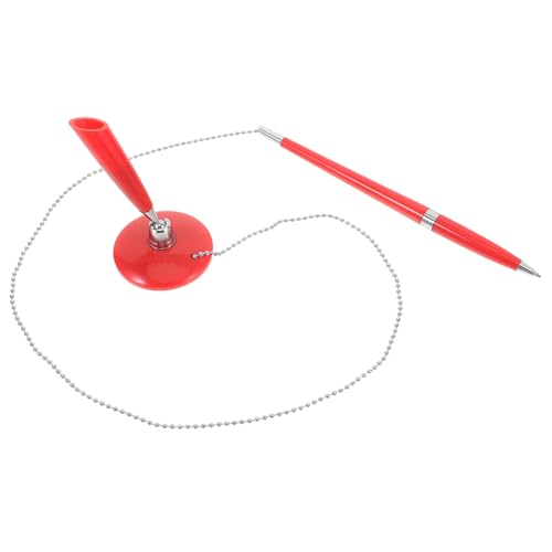 TOYZFRIENDY Schreibtisch Kugelschreiber mit Kette Ergonomisch und Stilvoll Glattes Schreiben für Büro Bank Hotel Sicherer Multifunktionaler Signierstift in Rot für Business und Empfangstheken von TOYZFRIENDY
