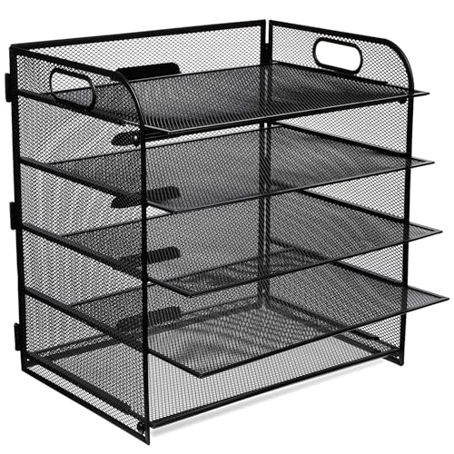 TOYZFRIENDY Stufiger Papier organizer aus Metallgeflecht mit Griffen Stapelbare Briefablage für Büro und Zuhause Vielseitiger Schreibtisch Organizer zur Effizienten Dokumenten von TOYZFRIENDY