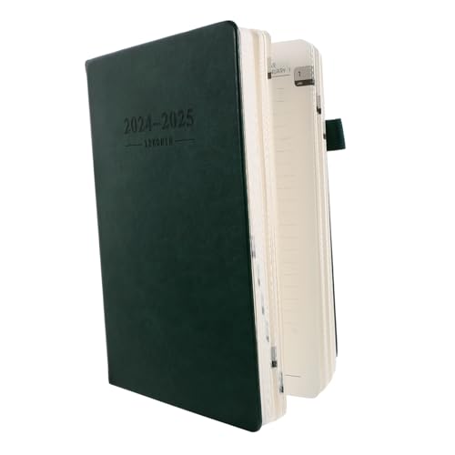 TOYZFRIENDY Tagesplaner Notizbuch Grüner Kalender Wochenplaner mit Blättern für Büro und Reisen PU Material Langlebig Glattes Papier Praktisches Agenda Notepad für Effiziente Zeitplanung von TOYZFRIENDY