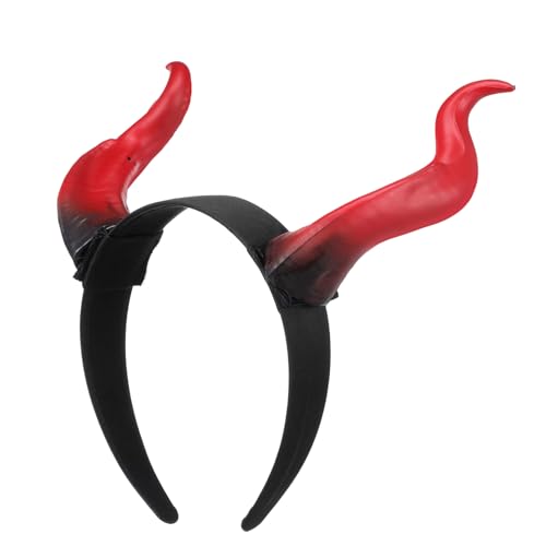 TOYZFRIENDY Teufelshörner Haarreif Leichtes Kopfband Halloween Karneval Kostüm Zubehör für Damen Herren Teens Vielseitiges Cosplay Bühnenaccessoire in Rot-schwarz von TOYZFRIENDY
