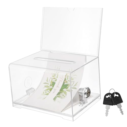 TOYZFRIENDY Transparente Acryl Spendenbox mit Schloss und Schlitz Abschließbare Visitenkartenbox und Kummerkasten für Fundraising Büros Restaurants und Veranstaltungen mit Schlüssel und von TOYZFRIENDY