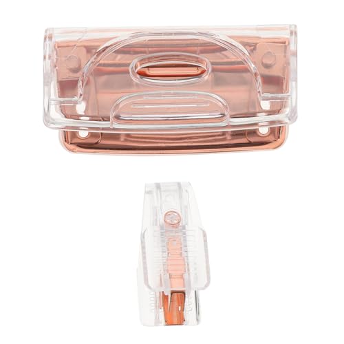 TOYZFRIENDY Transparentes Roségold Locher und Heftklammerentferner Scharfe Heavy Duty Papierlocher für Präzises Stanzen und Starkes Heften Tragbar für Büro und Schreibtisch Elegantes Design von TOYZFRIENDY