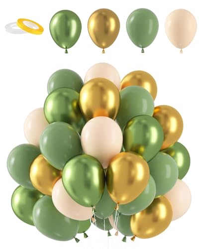 TPZORJX 60 Stück Luftballons Grün Gold,Luftballons Salbeigrün, Avocado Metallic Gold Latex luftballon,Sage Olive Grüne Helium Ballon für Geburtstag Baby Shower Hochzeit Tropische Safari Party TPZORJX 60 Stück Luftballons Grün Gold,Luftballons Salbeigrün, Avocado Metallic Gold Latex luftballon,Sage Olive Grüne Helium Ballon für Geburtstag Baby Shower Hochzeit Tropische Safari Party von TPZORJX