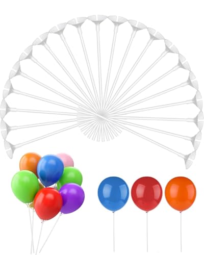 TPZORJX Luftballon Stäbe, 32cm Ballonständer Weiß, Luftballonstäbe mit Halterung Kunststoff, Wiederverwendbar Ballonstäbe Stäbe Halter für Hochzeit Geburtstag Feiertage Party Dekoration, 20 Stück von TPZORJX