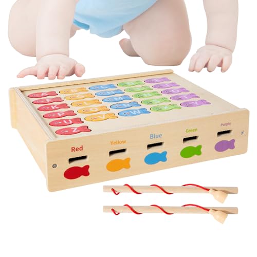 TQEBWUS Fischereispielzeug für Kinder, magnetisches Fischereispielzeug - Tragbare Alphabet -Angelspiele,Interaktive Form -Sortierbox, Lern- und Bildungsspielzeug, Feinmotorik -Fähigkeiten Spielzeug von TQEBWUS