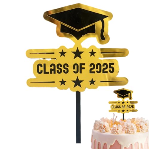 TQEBWUS Förderung der Klasse von fünfundzwanzig Cupcake-Dekorationen, Acryl-Dekoration für Abschluss-Cupcakes | schwarze und goldene Aperitif-Spieße für zu Hause oder in der Schule von TQEBWUS