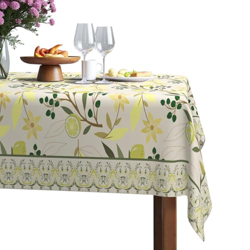 Zitronen-Tischdecke, gelbe Tischdecke für rechteckige Tische, Frühlingstischdecke, öldicht, wasserdicht, waschbar, knitterfrei, rechteckig, perfekt für Abendessen, Picknicks, Partys von TQUQOBU