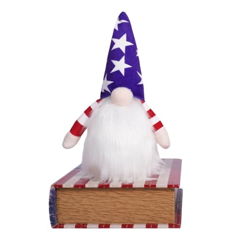 TQUXNGA Veterans Day Zwerge aus Plüsch, beleuchtete Skandinavier, Tomtes, Elfenpaar, Dekoration, Stern gestreiftes Plüsch-Ornament von TQUXNGA