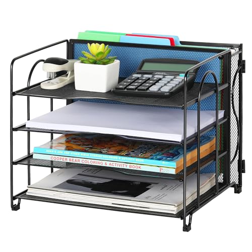 TQVAI 4 Tier Schreibtisch Organize, Büro Zubehör, A4 Metall Dokumentenablage Zeitschriftensammler Bürobedarf Briefablage Papier Organizer, Briefablage Zum Aufhängen Von Aktenordnern, Schwarz TQVAI 4 Tier Schreibtisch Organize, Büro Zubehör, A4 Metall Dokumentenablage Zeitschriftensammler Bürobedarf Briefablage Papier Organizer, Briefablage Zum Aufhängen Von Aktenordnern, Schwarz von TQVAI