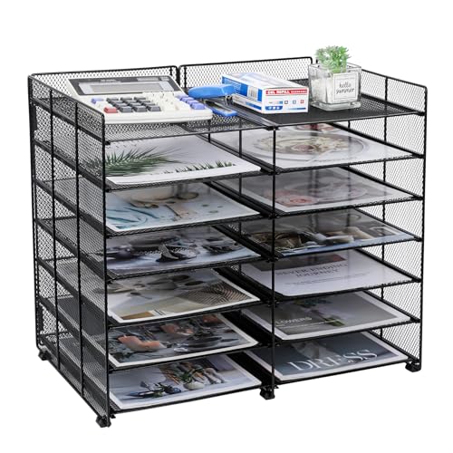 TQVAI Briefablage mit 7 Ebenen, Schreibtisch-Organizer, verstellbar, 12 Fächer, Aktensortierer, Zeitschriftenständer, Netzstoff, Büro-Schreibtisch-Organizer, Schwarz TQVAI Briefablage mit 7 Ebenen, Schreibtisch-Organizer, verstellbar, 12 Fächer, Aktensortierer, Zeitschriftenständer, Netzstoff, Büro-Schreibtisch-Organizer, Schwarz von TQVAI
