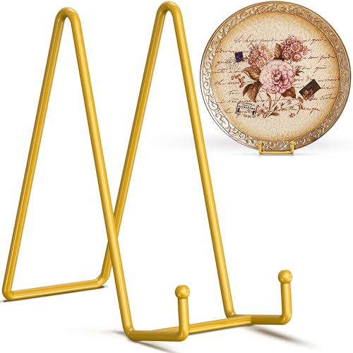 TR-LIFE 25,4 cm großer Tellerständer/Halter für Display – Metall-Bilderrahmenhalter + kleine Staffeleien für Platten, Bücher, Plaketten, Fotos, Tischkunst (Gold, 4 Stück) von TR-LIFE