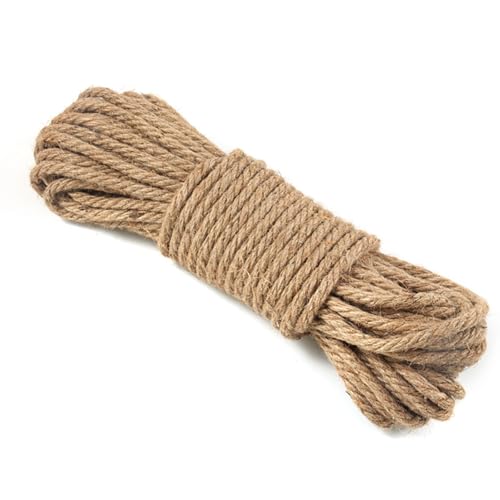 Natürliches starkes Juteseil, 6 mm dick, langlebig, Mehrzweck-Hanfschnur zum Basteln, DIY, Katzenkratzen, Garten, Veranda, Schaukel, Bündelung, Outdoor, Landschaftsbau, Dekoration (10 m) von TRACOMPAN