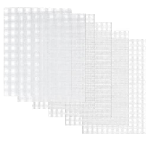Quadratische Kunststoff-Leinwand-Netzbögen zum Sticken, weiß, 30 x 20 cm, Netzstoff, Kreuzstich und Nadelspitze, ideal zum Stricken und Basteln, 6 Stück Quadratische Kunststoff-Leinwand-Netzbögen zum Sticken, weiß, 30 x 20 cm, Netzstoff, Kreuzstich und Nadelspitze, ideal zum Stricken und Basteln, 6 Stück von TRACOMPAN