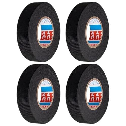 TRACOMPAN Kabelbaumband, 4 Rollen, schwarzes Kabelbaum-Klebeband, 1,9 cm x 15 m, hochwertiges Gewebeband für Autokabel, festes, hitzebeständiges, geräuschreduzierendes Klebeband TRACOMPAN Kabelbaumband, 4 Rollen, schwarzes Kabelbaum-Klebeband, 1,9 cm x 15 m, hochwertiges Gewebeband für Autokabel, festes, hitzebeständiges, geräuschreduzierendes Klebeband von TRACOMPAN
