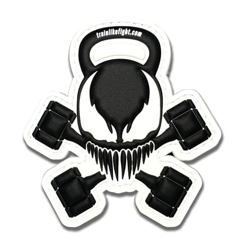 TRAINLIKEFIGHT - Patch mit Klettrückseite - zur Befestigung an Trainingswesten, Rucksäcken oder anderen Oberflächen mit Klettflausch (Klettflausch zum Aufnähen nicht enthalten) - KETTLESKULL von TRAINLIKEFIGHT