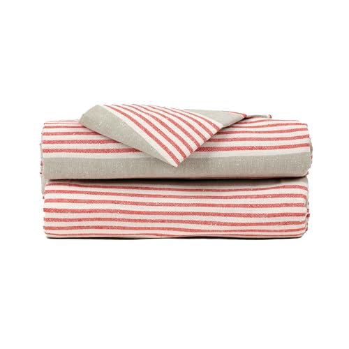 TRAMAS+ Tischdecken Rechteckiger Tischläufer aus Baumwolle mit Leinenoptik für Zuhause, Esszimmer, Küche, Terrasse, Patio in 3 Größen - Gestreift Rot, 200 x 140 cm TRAMAS+ Tischdecken Rechteckiger Tischläufer aus Baumwolle mit Leinenoptik für Zuhause, Esszimmer, Küche, Terrasse, Patio in 3 Größen - Gestreift Rot, 200 x 140 cm von TRAMAS+