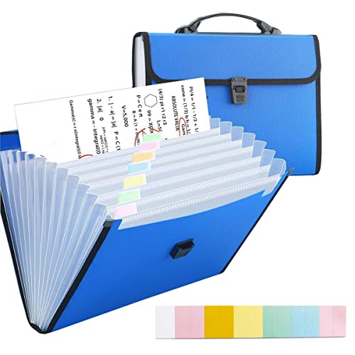 Dokumentenmappe 13 Fächern, TRANBO Fächermappe Datei Organizer, Erweiterbar Ordnungsmappe Mappe mit Griff/Ordner Organizer A4/Document organizer, Blau von TRANBO