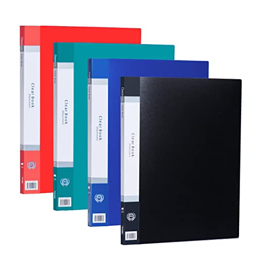 Präsentationsmappen mit 20 Fächern, A4, 4 Stück, TRANBO Projektbuch mit Kunststoffhüllen, Poly-Display-Ordner für Zertifikate, Kunstdokumentenhalter, Papierkram-Organizer, Notizbuch von TRANBO