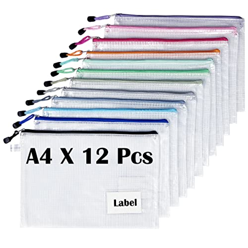 TRANBO 12 Stücke Reißverschlusstaschen A4, Wasserdichte Mesh-Taschen Dokumententasche, Zipper Tasche zur Aufbewahrung von Ordnern, Schreibwaren,Geeignet für Schule, Büro, Reisen TRANBO 12 Stücke Reißverschlusstaschen A4, Wasserdichte Mesh-Taschen Dokumententasche, Zipper Tasche zur Aufbewahrung von Ordnern, Schreibwaren,Geeignet für Schule, Büro, Reisen von TRANBO