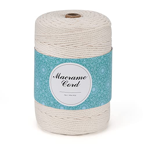 Makramee Garn 3mm x 300m, TRAORM Baumwollgarn für Makramee Wandbehang,Makramee Blumenampel, Baumwollkordel DIY Handwerk für Wand Aufhängung Pflanze Aufhänger (Beige) Makramee Garn 3mm x 300m, TRAORM Baumwollgarn für Makramee Wandbehang,Makramee Blumenampel, Baumwollkordel DIY Handwerk für Wand Aufhängung Pflanze Aufhänger (Beige) von TRAORM