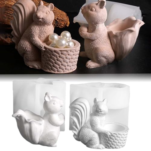 TREABEAR 2PCS Gießformen Silikon Eichhörnchen, Silikonformen Gießformen Tiere, Gipsformen Zum Gießen, Kerzenformen Silikon Eichhörnchen Hält Obstkorb und Tannenzapfen Figur, Silikonform Sommer TREABEAR 2PCS Gießformen Silikon Eichhörnchen, Silikonformen Gießformen Tiere, Gipsformen Zum Gießen, Kerzenformen Silikon Eichhörnchen Hält Obstkorb und Tannenzapfen Figur, Silikonform Sommer von TREABEAR