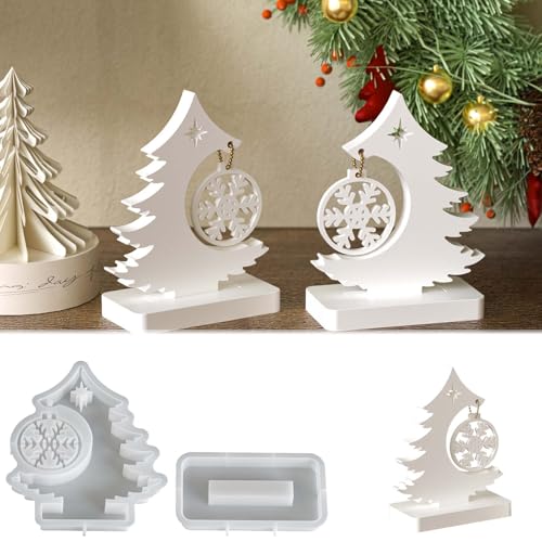 TREABEAR 2PCS Silikonform Weihnachten, Silikonformen Gießformen Tannenbaum, Silikonform Anhänger Schneeflocke, Silikon Formen Zum Gießen Weihnachtsbaum mit Schneeflocke, Gips Zum Gießen Formen Weihnac von TREABEAR