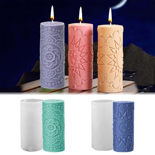 TREABEAR 2PCS Silikonformen Gießformen Säule, Säule Kerzenwachs Zum Gießen mit Mond Und Sterne, Zylinderförmig Kerzenformen Blumenmuster, Silikonformen Kerzen für Die Herstellung von Kerzen Duftkerzen TREABEAR 2PCS Silikonformen Gießformen Säule, Säule Kerzenwachs Zum Gießen mit Mond Und Sterne, Zylinderförmig Kerzenformen Blumenmuster, Silikonformen Kerzen für Die Herstellung von Kerzen Duftkerzen von TREABEAR