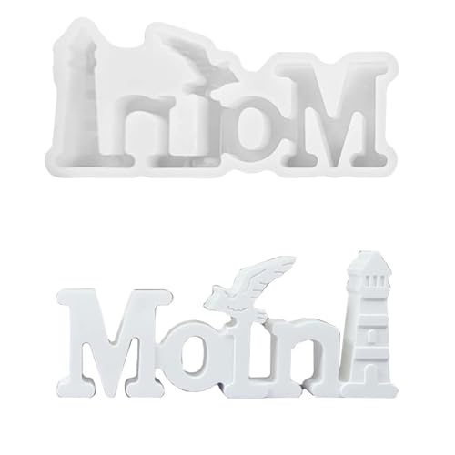 TREABEAR Silikonform Leuchtturm mit Den Buchstaben "Moin", Silikonformen Gießformen Sommer, Lighthouse Silikonform Maritim, Gips Gießen Formen für DIY Gips und Kerzenbasteleien Verwendet Werden von TREABEAR