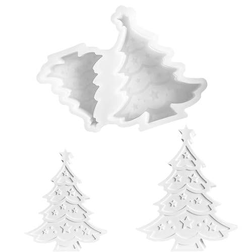 TREABEAR Silikonform Weihnachtsbaum Mit Sterne, Gießformen Silikon Weihnachtsbaum silikonformen Gießformen, Silikonform Baum Silikon Formen Zum Gießen, silikonform Weihnachten Sterne Baum von TREABEAR