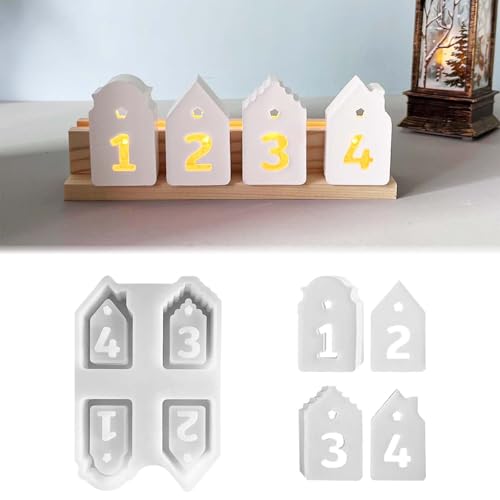 TREABEAR Silikonformen Gießformen Haus, Gipsformen Zum Gießen, Silikonform Weihnachten, Silikonform Zahlen 1-4, Giessformen Silikon Advent Kerzenhalter, Beton Gießform TREABEAR Silikonformen Gießformen Haus, Gipsformen Zum Gießen, Silikonform Weihnachten, Silikonform Zahlen 1-4, Giessformen Silikon Advent Kerzenhalter, Beton Gießform von TREABEAR