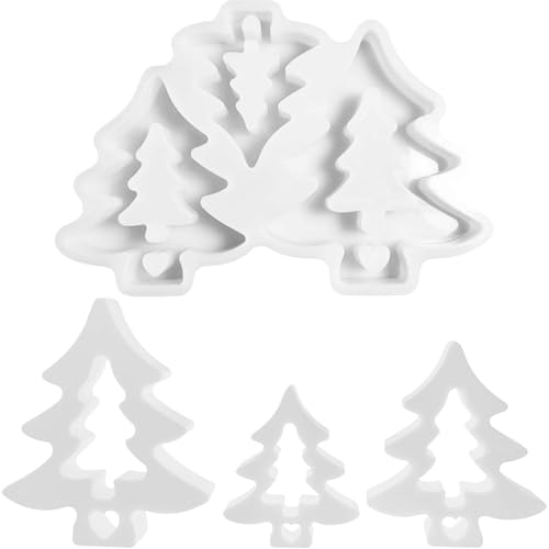 TREABEAR Silikonformen Gießformen Tannenbaum, Silikonform Weihnachtsbaum mit Herz, Silikonform Weihnachten, Gipsformen Zum Gießen, Gkerzen Silikonformen Gießformen Weihnachten von TREABEAR