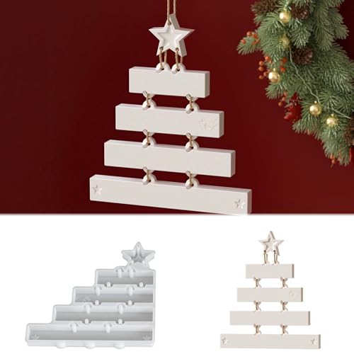 TREABEAR Silikonformen Gießformen Wegweiser Anhänger, Gießformen Silikon Weihnachten, Silikon Formen Zum Gießen Weihnachtsdeko Sterne Zum Hängen, DIY Weihnachts-Hängeschild-Silikonform mit Sterne von TREABEAR