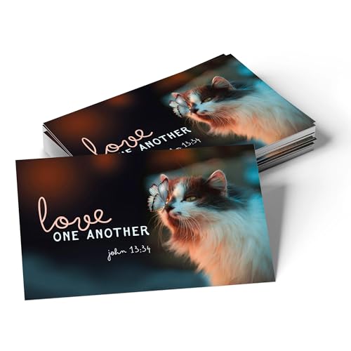 Bibelskarten mit Katzenmotiv, 25 Stück – Love One Another John 13:34 – christliche Notizkarten mit inspirierenden Bibelversen – ermutigende Schrift Geschenke zum Teilen mit Freunden, Familie und von TREE OF LIFE REV. 22:14