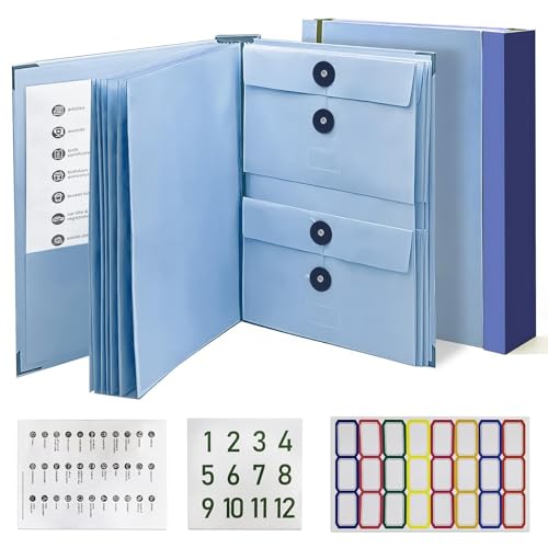 Dokumenten-Organizer, Ordner mit Taschen, Aktenordner für Papier, wichtige Dokumente, erweiterbarer Aktenordner, Akkordeon-Organizer für Büro und Schule, in Case I Go Missing Binder, Blau Dokumenten-Organizer, Ordner mit Taschen, Aktenordner für Papier, wichtige Dokumente, erweiterbarer Aktenordner, Akkordeon-Organizer für Büro und Schule, in Case I Go Missing Binder, Blau von TREEOFFCISE