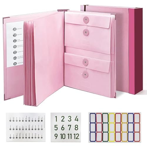 Dokumenten-Organizer, Ordner mit Taschen, Aktenordner für Papier, wichtige Dokumente, erweiterbarer Aktenordner, Akkordeon-Organizer für Büro und Schule, in Case I Go Missing Binder, Rosa Dokumenten-Organizer, Ordner mit Taschen, Aktenordner für Papier, wichtige Dokumente, erweiterbarer Aktenordner, Akkordeon-Organizer für Büro und Schule, in Case I Go Missing Binder, Rosa von TREEOFFCISE