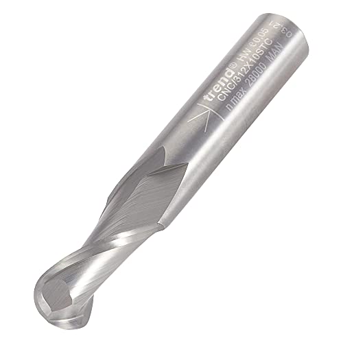 Trend CNC-Fräser, 10 x 22 x 50 x 10 mm, Bullnose mit zwei Rillen, spiralförmiger Schnitt von TREND