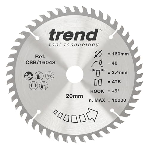 Trend Holz Kreissägeblatt, 160mm Durchmesser, 20mm Bohrung, 48 Zähne, HW, 2,2mm Schnittbreite, +15° Haken, CSB/16048A Trend Holz Kreissägeblatt, 160mm Durchmesser, 20mm Bohrung, 48 Zähne, HW, 2,2mm Schnittbreite, +15° Haken, CSB/16048A von TREND